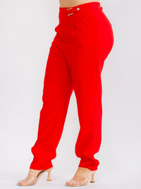 PLUS SIZE ZIP UP POCKETS STRAIGHT LEG SOLID PANTS