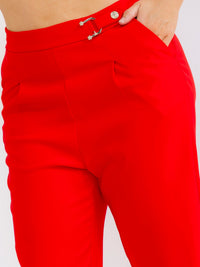 PLUS SIZE ZIP UP POCKETS STRAIGHT LEG SOLID PANTS