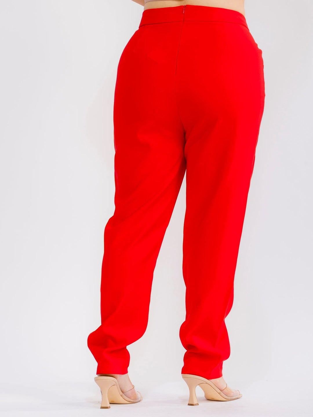 PLUS SIZE ELASTIC WAIST POCKETS STRAIGHT LEG SOLID PANTS