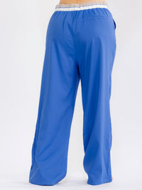 PLUS SIZE BUTTON CLOSURE ELASTIC WAISTBAND POCKETS WIDE LEG SOLID PANTS