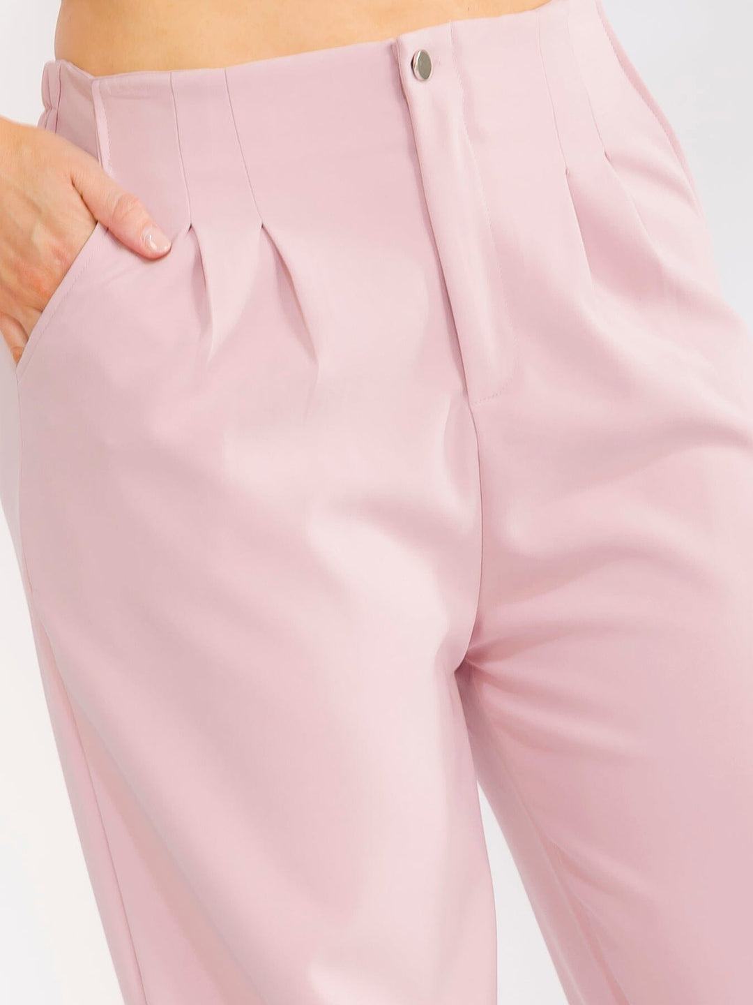 PLUS SIZE BUTTON CLOSURE ELASTIC WAISTBAND POCKETS STRAIGHT LEG SOLID PANTS
