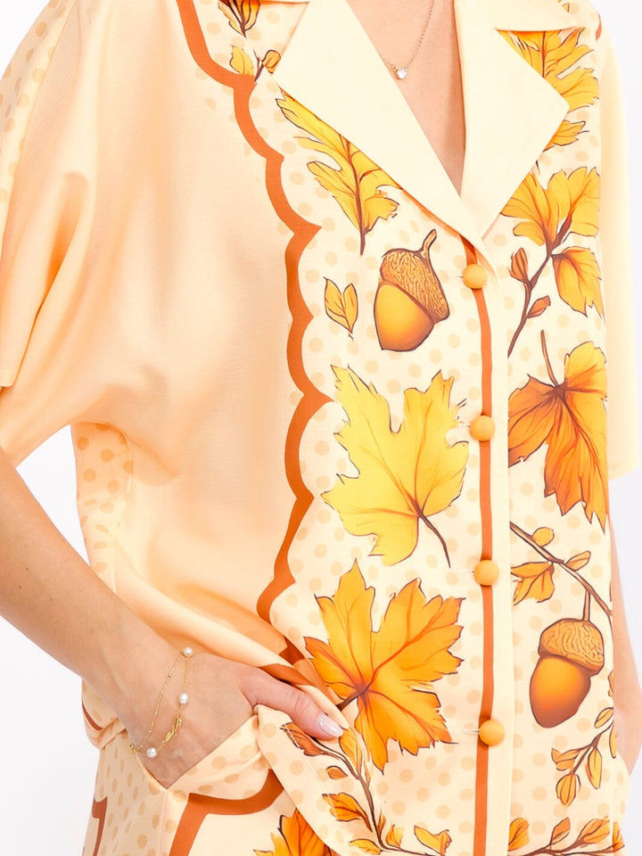 WOMEN'S SHORT SLEEVE BLOUSE & ELASTIC WAIST WIDE LEG PANTS MULTI PRINT 2PC. SET