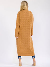 WOMEN'S LONG SLEEVE BUTTON UP CABLE RIBBED CARDIGAN