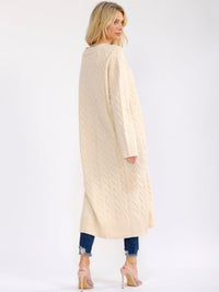 WOMEN'S LONG SLEEVE BUTTON UP CABLE RIBBED CARDIGAN