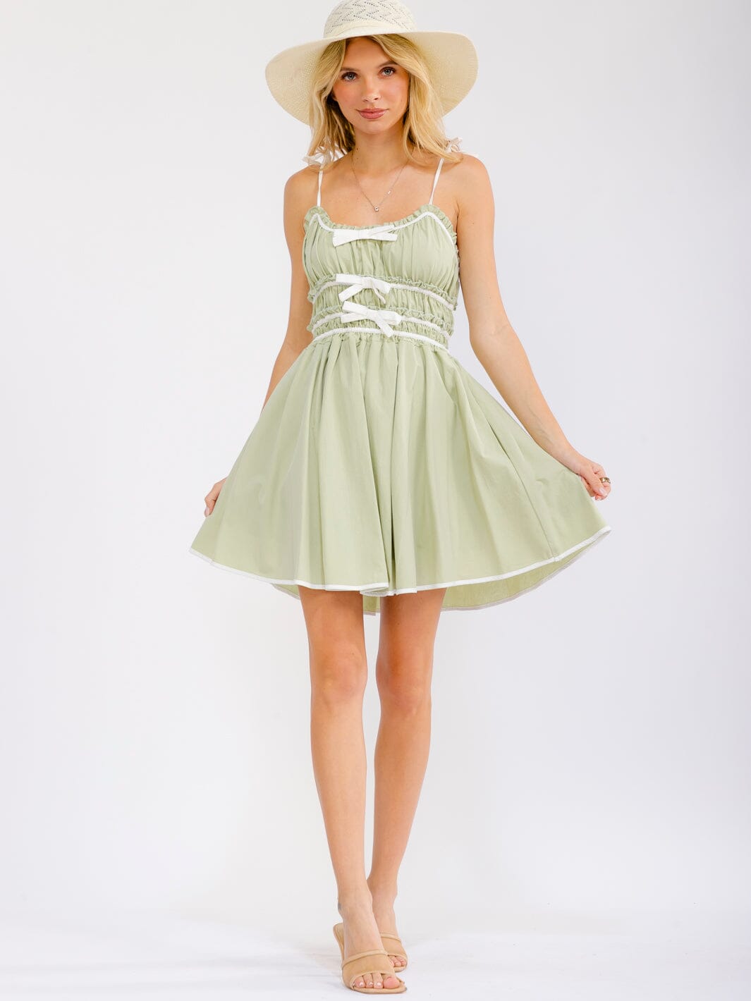 WOMEN'S SLEEVELESS ELASTIC WAIST FRONT POCKETS MINI DRESS