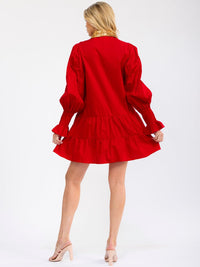 WOMEN'S LONG SLEEVE V-NECK BUTTON UP POCKETS SEQUINS MINI DRESS