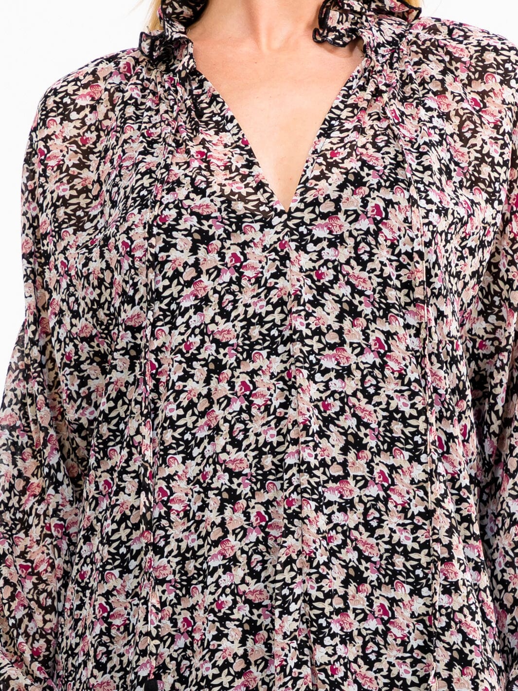 WOMEN'S LONG SLEEVE V-NECK FLORALLOOSE FIT MAXI DRESS