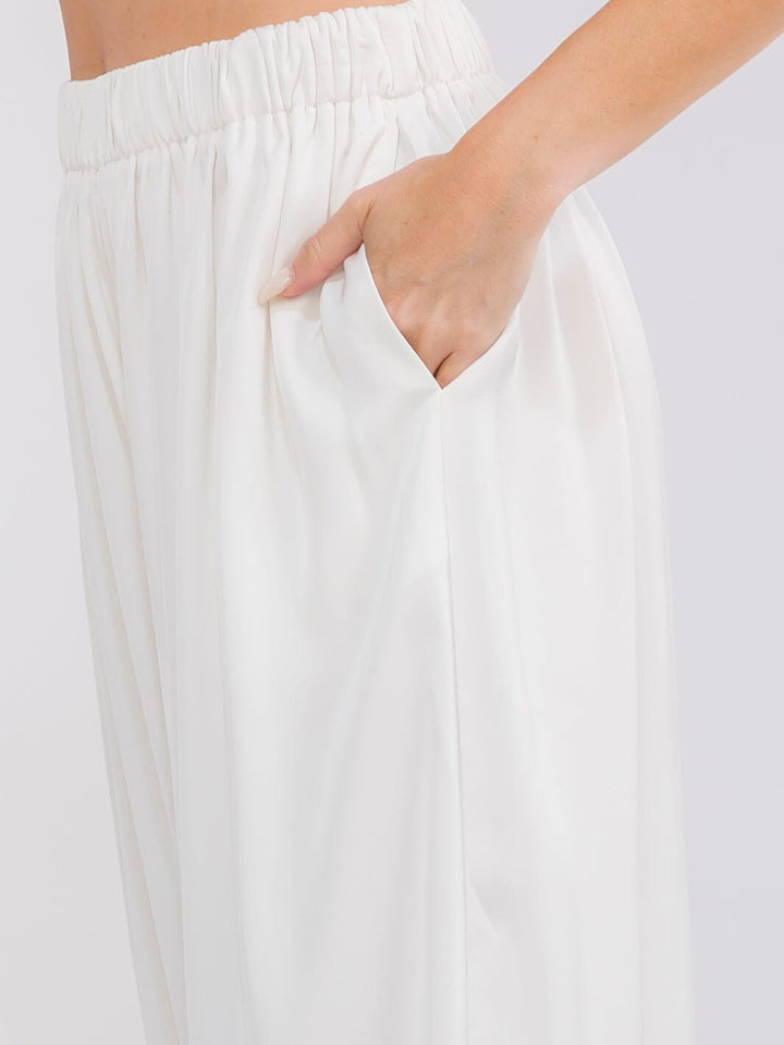 WOMEN'S ELASTIC WAIST FRONT POCKETS JOGGER LEG PANTS