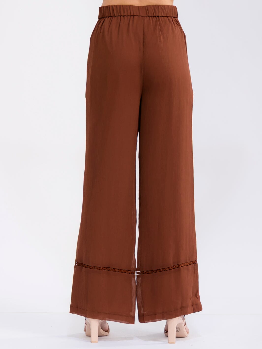 WOMEN'S BUTTON CLOSURE FRONT POCKETS WIDE LEG PANTS