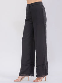 WOMEN'S BUTTON CLOSURE FRONT POCKETS WIDE LEG PANTS