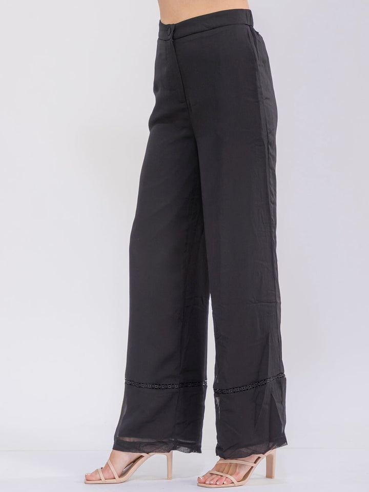WOMEN'S BUTTON CLOSURE FRONT POCKETS WIDE LEG PANTS