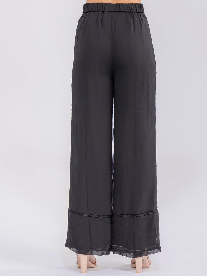 WOMEN'S BUTTON CLOSURE FRONT POCKETS WIDE LEG PANTS