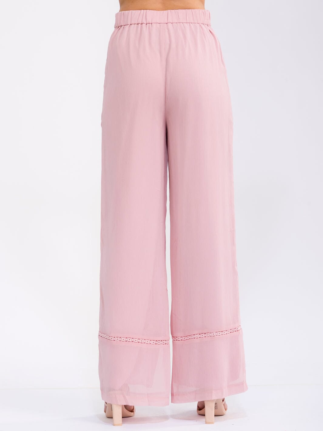 WOMEN'S BUTTON CLOSURE FRONT POCKETS WIDE LEG PANTS