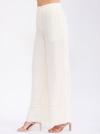 WOMEN'S BUTTON CLOSURE FRONT POCKETS WIDE LEG PANTS
