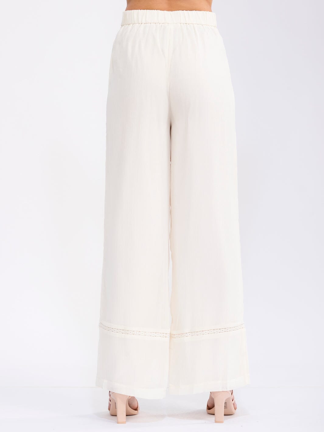 WOMEN'S BUTTON CLOSURE FRONT POCKETS WIDE LEG PANTS