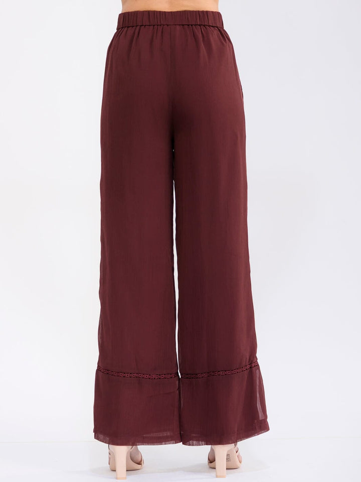 WOMEN'S BUTTON CLOSURE FRONT POCKETS WIDE LEG PANTS