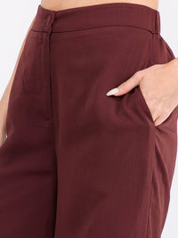 WOMEN'S BUTTON CLOSURE FRONT POCKETS WIDE LEG PANTS