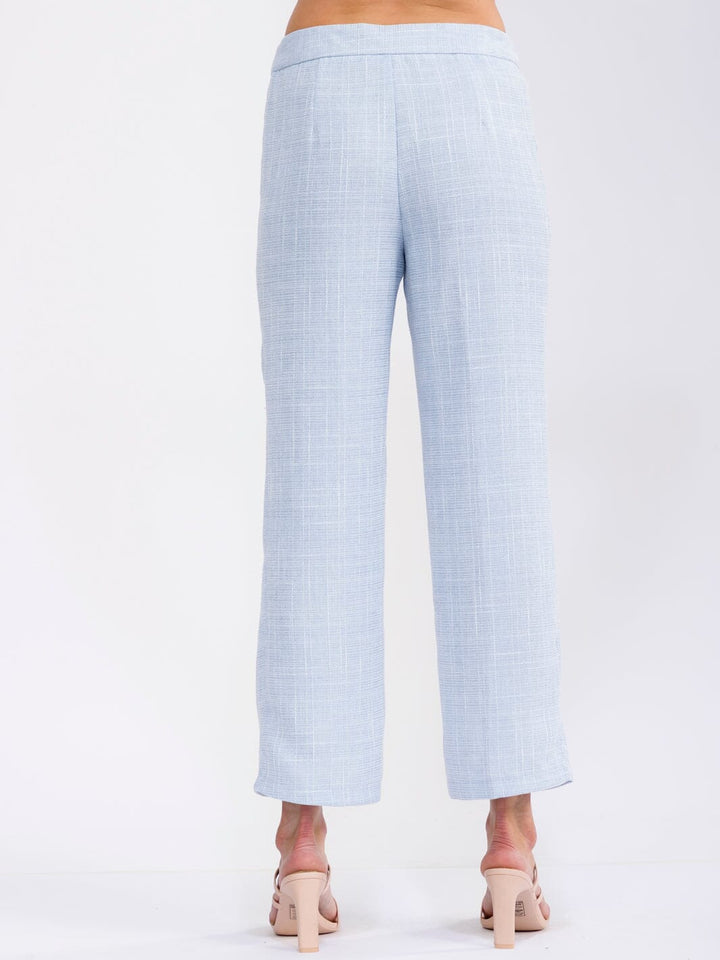 WOMEN'S BUTTON CLOSURE FRONT POCKETS TWEED WIDE LEG PANTS
