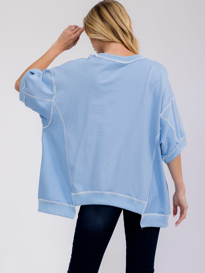 WOMEN'S SHORT SLEEVE LOOSE FIT HIGH-LOW GAME DAY TOP