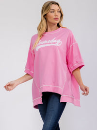 WOMEN'S SHORT SLEEVE LOOSE FIT HIGH-LOW GAME DAY TOP