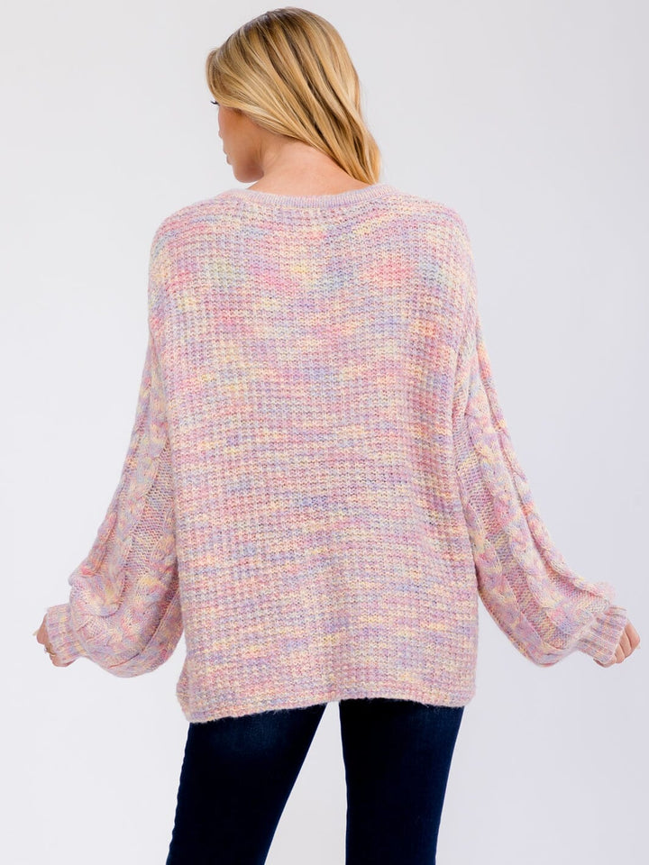WOMEN'S LONG SLEEVE MULTI RIBBED PULLOVER SWEATER