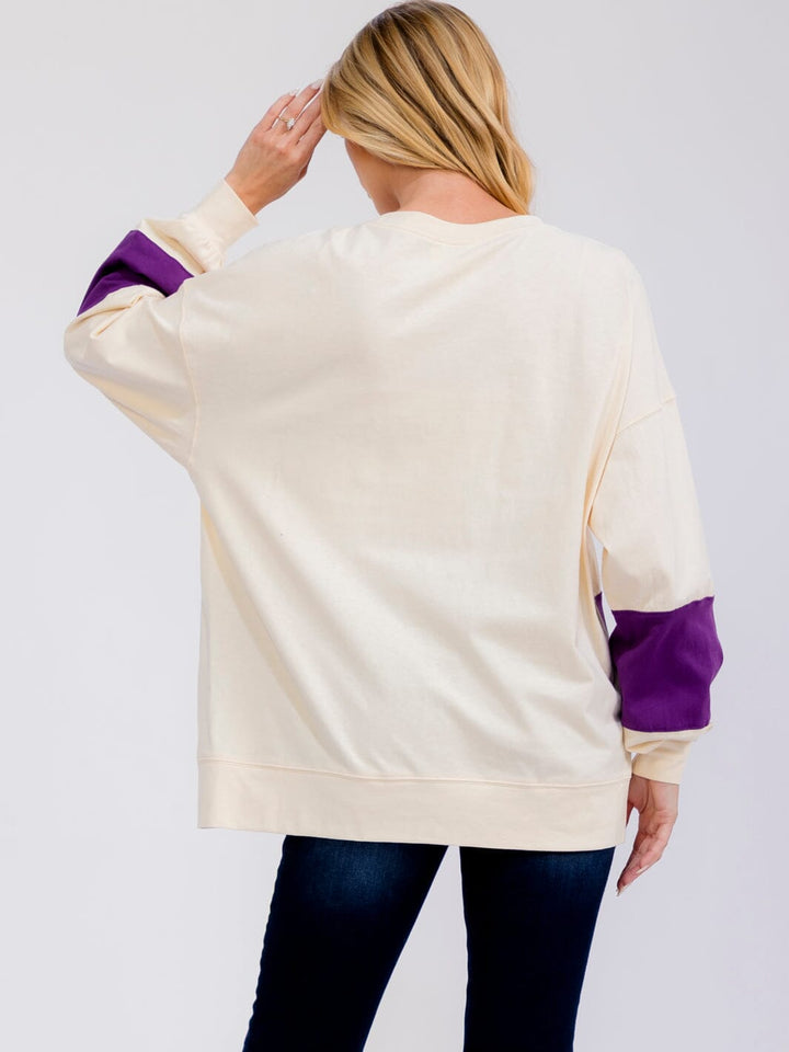 WOMEN'S LONG SLEEVE SEQUINS TREAT OR TRICK PULLOVER SWEATER