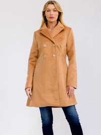 WOMEN'S LONG SLEEVE BUTTON CLOSURE FRONT POCKETS COAT