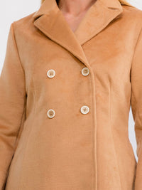 WOMEN'S LONG SLEEVE BUTTON CLOSURE FRONT POCKETS COAT