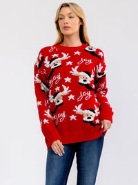 ****PLUS SIZE LONG SLEEVE HOLIDAY PRINT JOY PULLOVER SWEATER