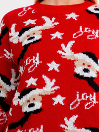 ****PLUS SIZE LONG SLEEVE HOLIDAY PRINT JOY PULLOVER SWEATER