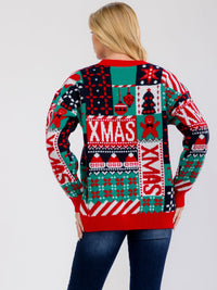 WOMEN'S LONG SLEEVE XMAS HOLIDAY GRAPHIC PULLOVER SWEATER