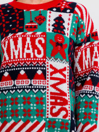 WOMEN'S LONG SLEEVE XMAS HOLIDAY GRAPHIC PULLOVER SWEATER