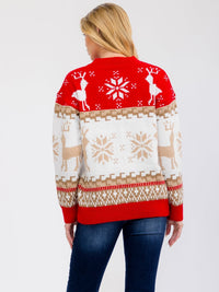****PLUS SIZE LONG SLEEVE HOLIDAY PRINT PULLOVER SWEATER