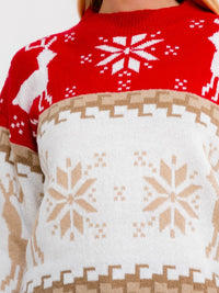 ****PLUS SIZE LONG SLEEVE HOLIDAY PRINT PULLOVER SWEATER