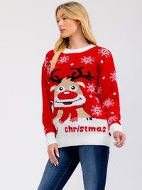****PLUS SIZE LONG SLEEVE MERRY CHIRSTMAS HOLIDAY GRAPHIC PULLOVER SWEATER