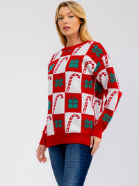 ****PLUS SIZE LONG SLEEVE HOLIDAY PRINT PULLOVER SWEATER
