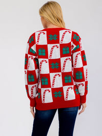 ****PLUS SIZE LONG SLEEVE HOLIDAY PRINT PULLOVER SWEATER