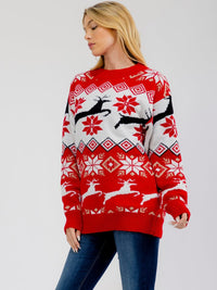 ****PLUS SIZE LONG SLEEVE HOLIDAY PRINT PULLOVER SWEATER
