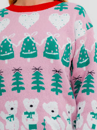 WOMEN'S LONG SLEEVE HOLIDAY PRINT PULLOVER SWEATER