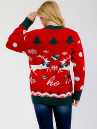 WOMEN'S LONG SLEEVE HOLIDAY PRINT PULLOVER SWEATER