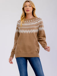 ****PLUS SIZE LONG SLEEVE HOLIDAY PRINT PULLOVER SWEATER