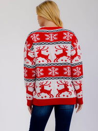 ****PLUS SIZE LONG SLEEVE HOLIDAY PRINT PULLOVER SWEATER