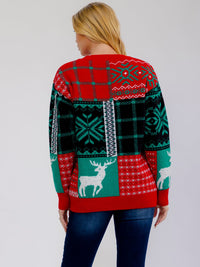 WOMEN'S LONG SLEEVE HOLIDAY PRINT PULLOVER SWEATER