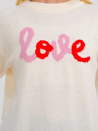 ****PLUS SIZE LONG SLEEVE LOVE PRINT PULLOVER COLORBLOCK SWEATER