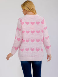 *****PLUS SIZE LONG SLEEVE HEARTS GRAPHIC PULLOVER SWEATER
