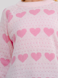 *****PLUS SIZE LONG SLEEVE HEARTS GRAPHIC PULLOVER SWEATER