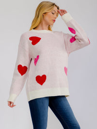*****PLUS SIZE LONG SLEEVE HEARTS GRAPHIC PULLOVER SWEATER