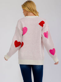 *****PLUS SIZE LONG SLEEVE HEARTS GRAPHIC PULLOVER SWEATER