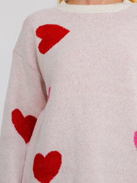 *****PLUS SIZE LONG SLEEVE HEARTS GRAPHIC PULLOVER SWEATER