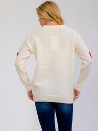 WOMEN'S LONG SLEEVE HEARTS GRAPHIC PULLOVER SWEATER